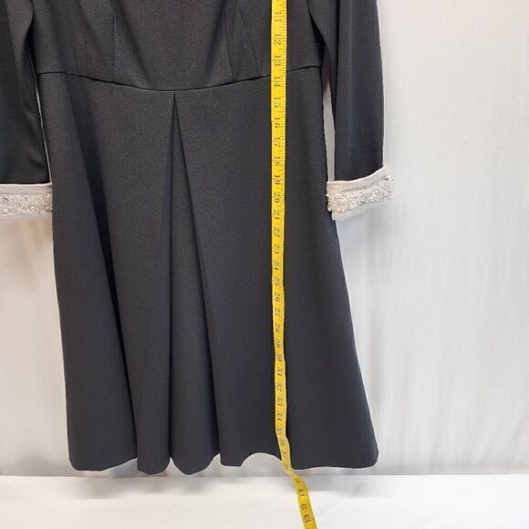 Donna Morgan Size 8 3/4 Sleeve Black Embelished Cuffs Dress I11 - Picture 4 of 12